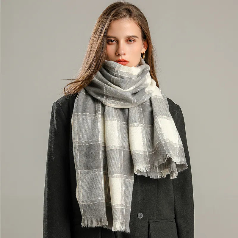 Scarf Cashmere Checked Oversized