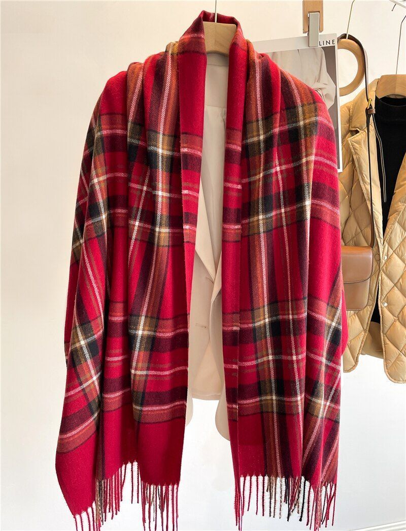 Scarf Cashmere Checked Oversized