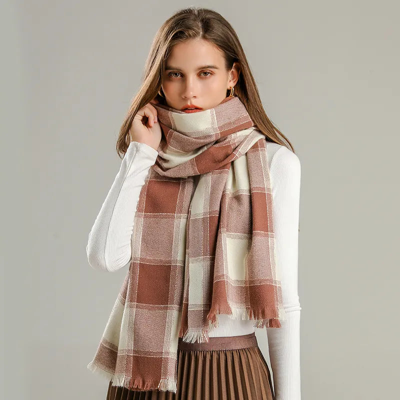 Scarf Cashmere Checked Oversized
