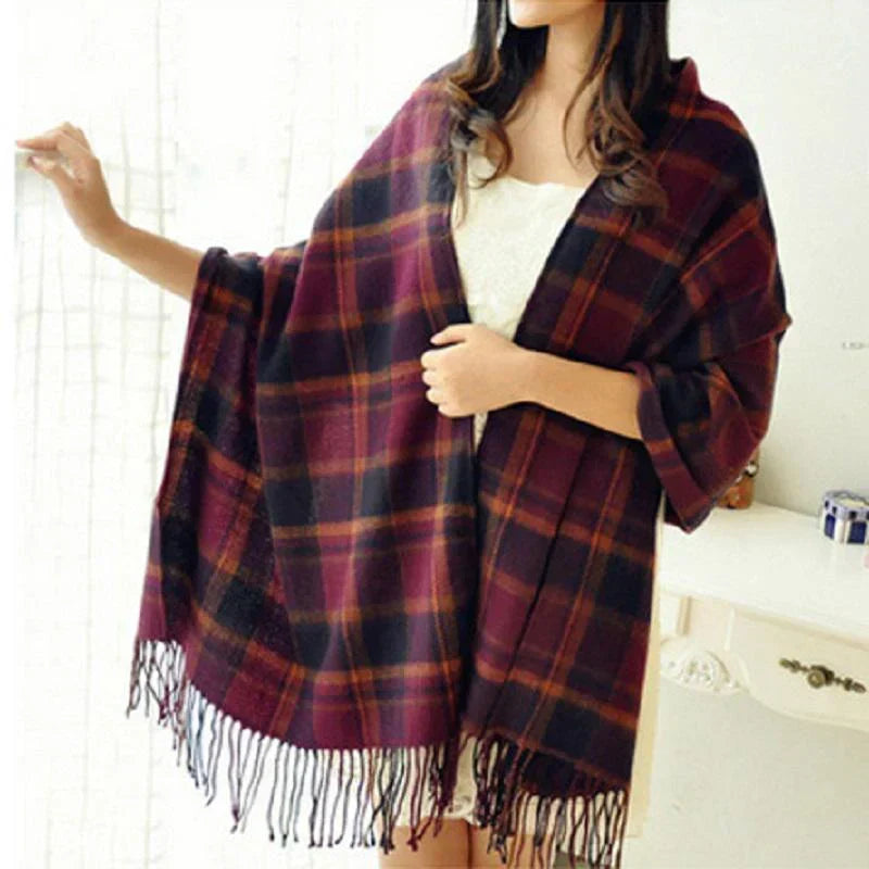 Scarf Oversized Cashmere Check Pattern