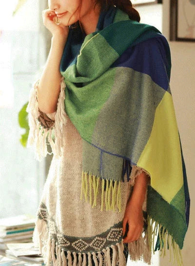 Scarf Oversized Cashmere Check Pattern