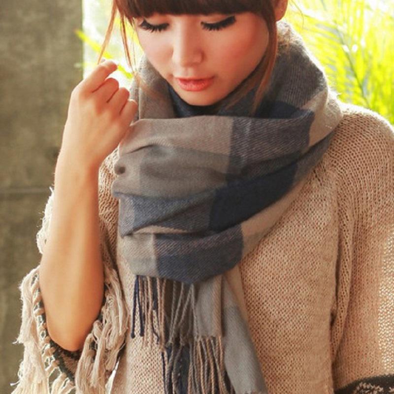 Scarf Oversized Cashmere Check Pattern