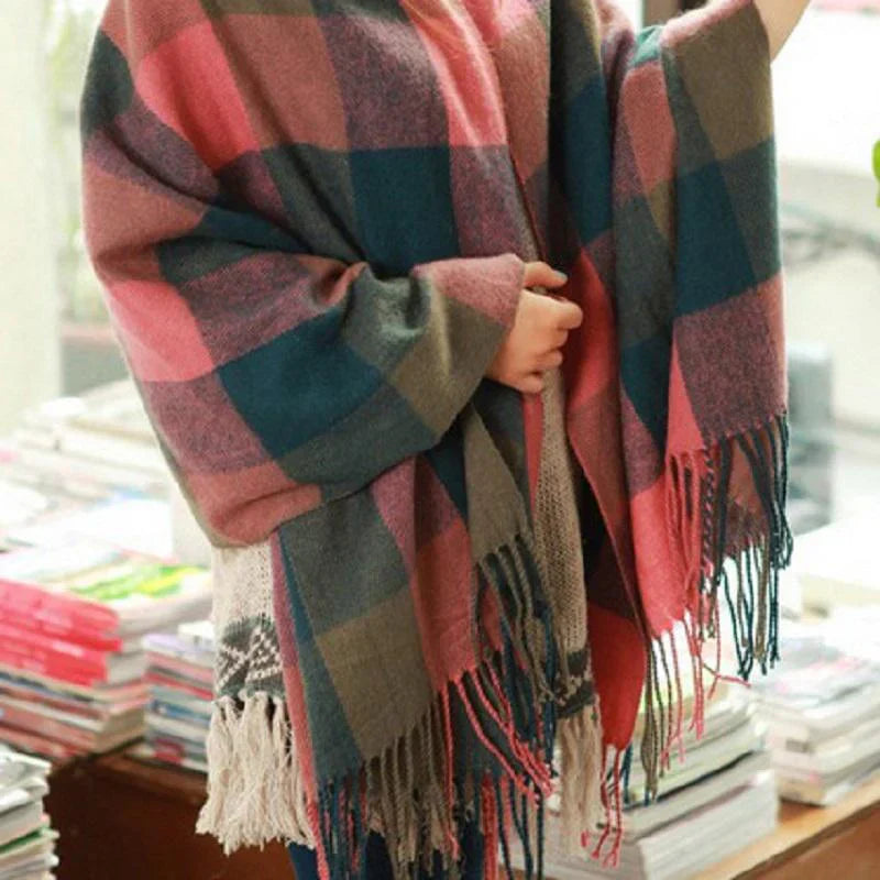 Scarf Oversized Cashmere Check Pattern