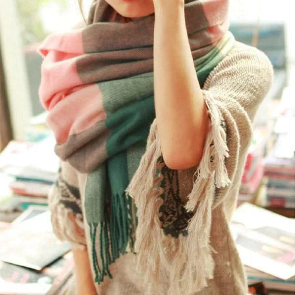Scarf Oversized Cashmere Check Pattern