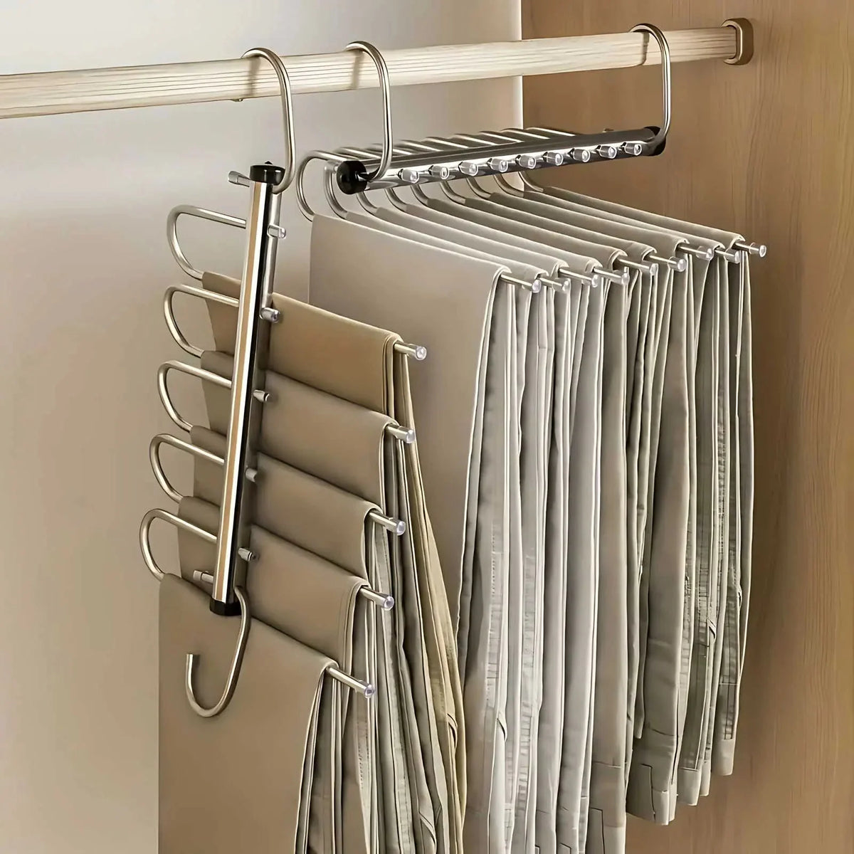 Scarf & Towel Hanger Multi-Rod Stainless Steel Rotating Hooks