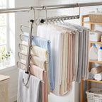 Scarf & Towel Hanger Multi-Rod Stainless Steel Rotating Hooks