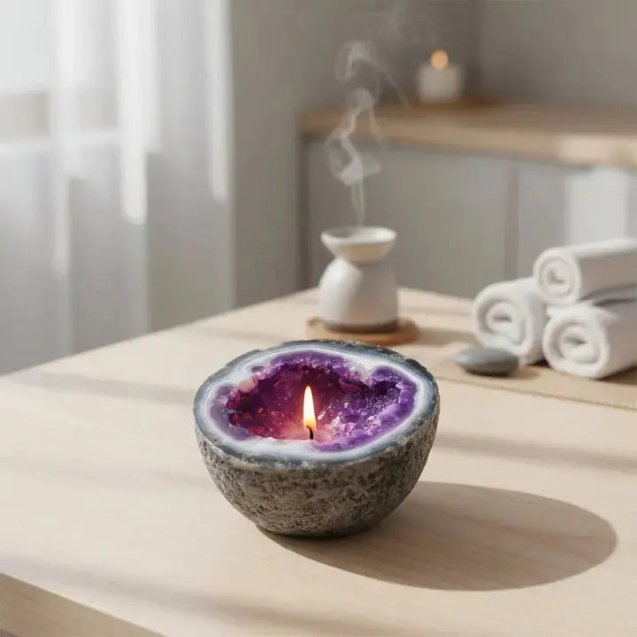 Scented Candle Geode Design Natural Wax Long Burn