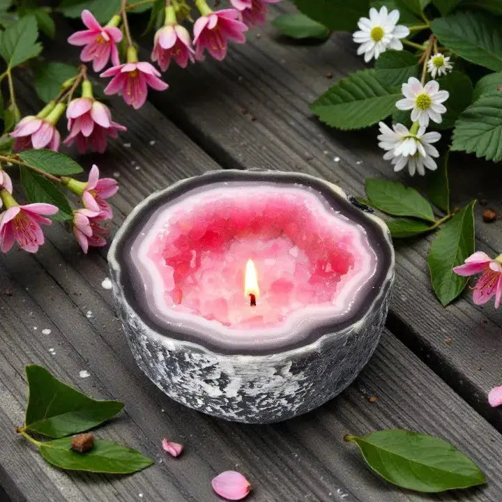 Scented Candle Geode Design Natural Wax Long Burn