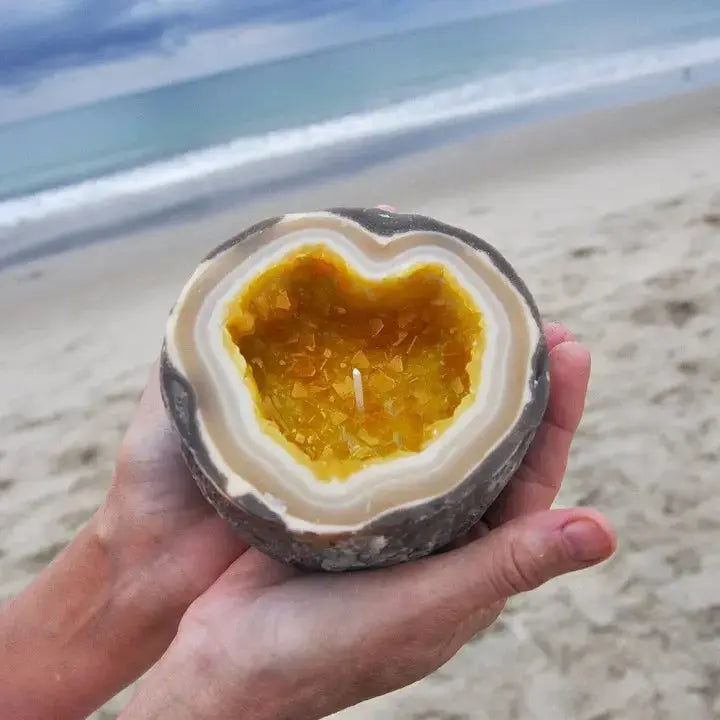 Scented Candle Geode Design Natural Wax Long Burn