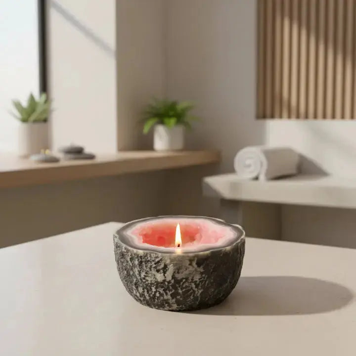 Scented Candle Geode Design Natural Wax Long Burn