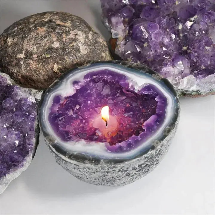 Scented Candle Geode Design Natural Wax Long Burn