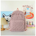 School Backpack Heart Print Adjustable Straps & Multiple Front Pockets