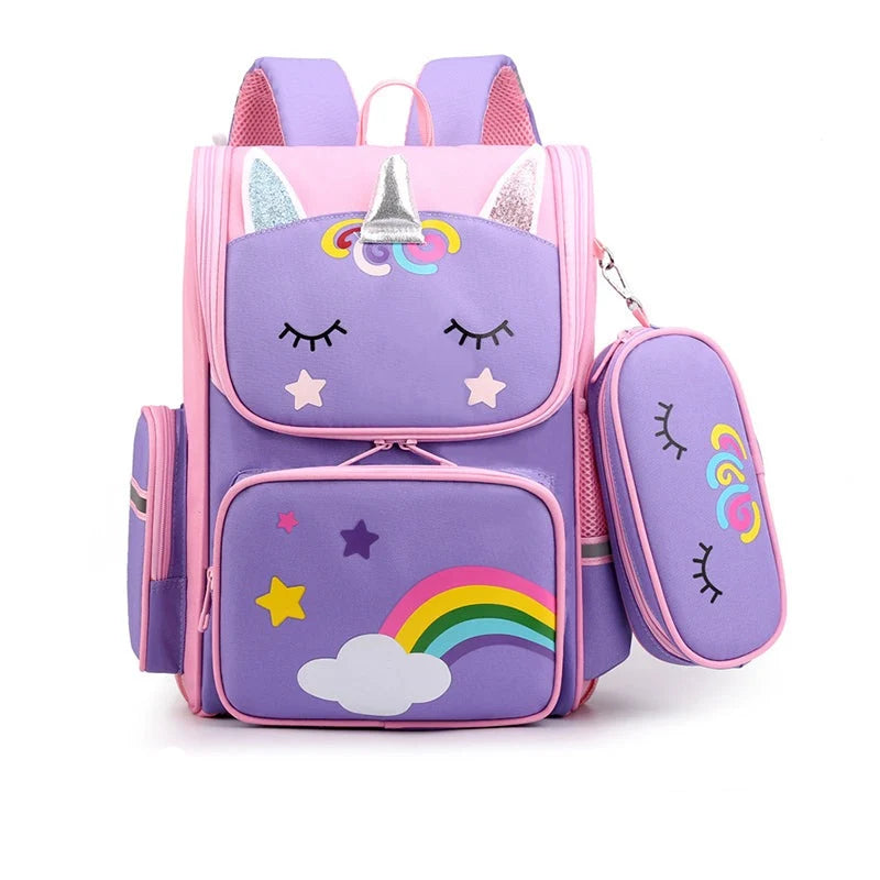 School Backpack Unicorn Design Matching Pencil Case