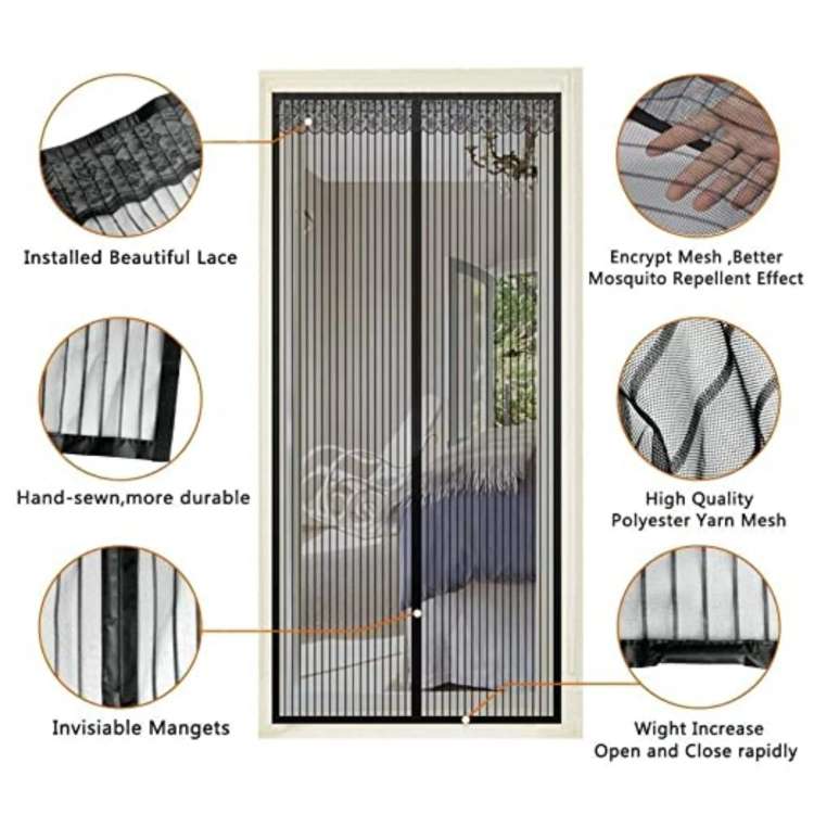 Screen Door Magnetic Tear-Resistant Mesh & Hands-Free Closure
