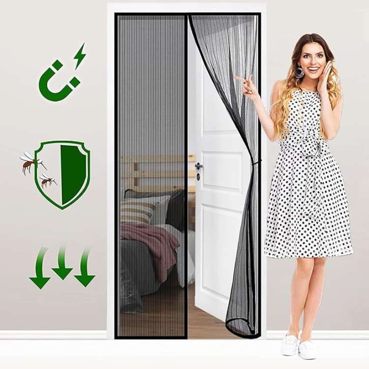 Screen Door Magnetic Tear-Resistant Mesh & Hands-Free Closure