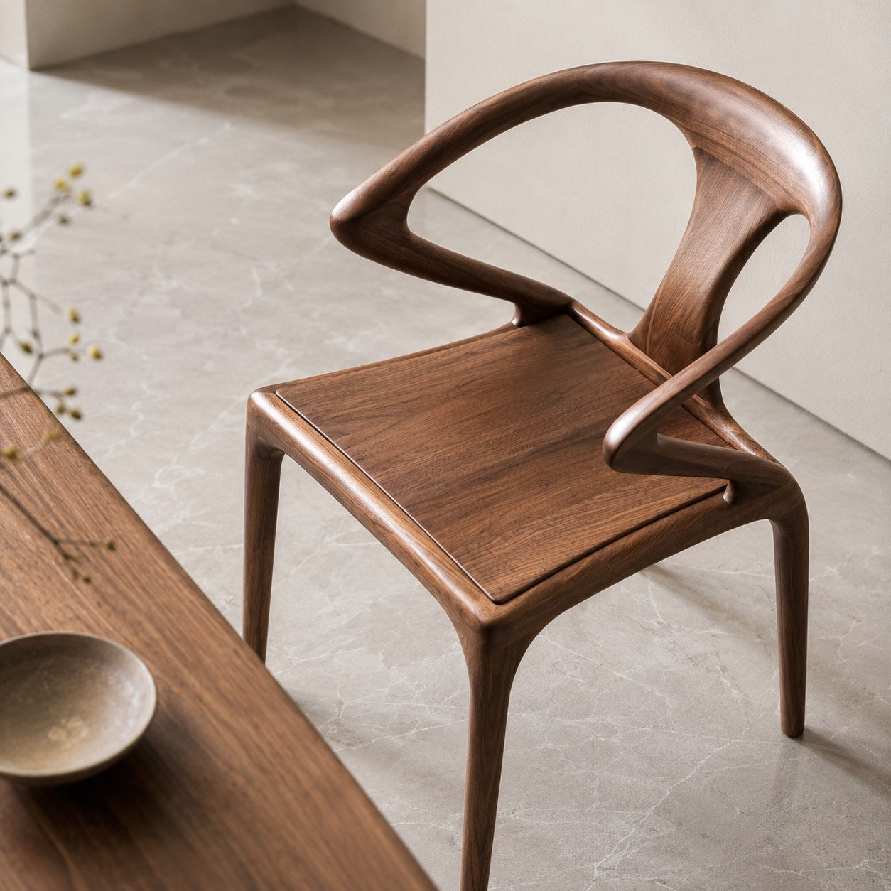 Sculpted Backrest & Slim Cushioned Dining Chair