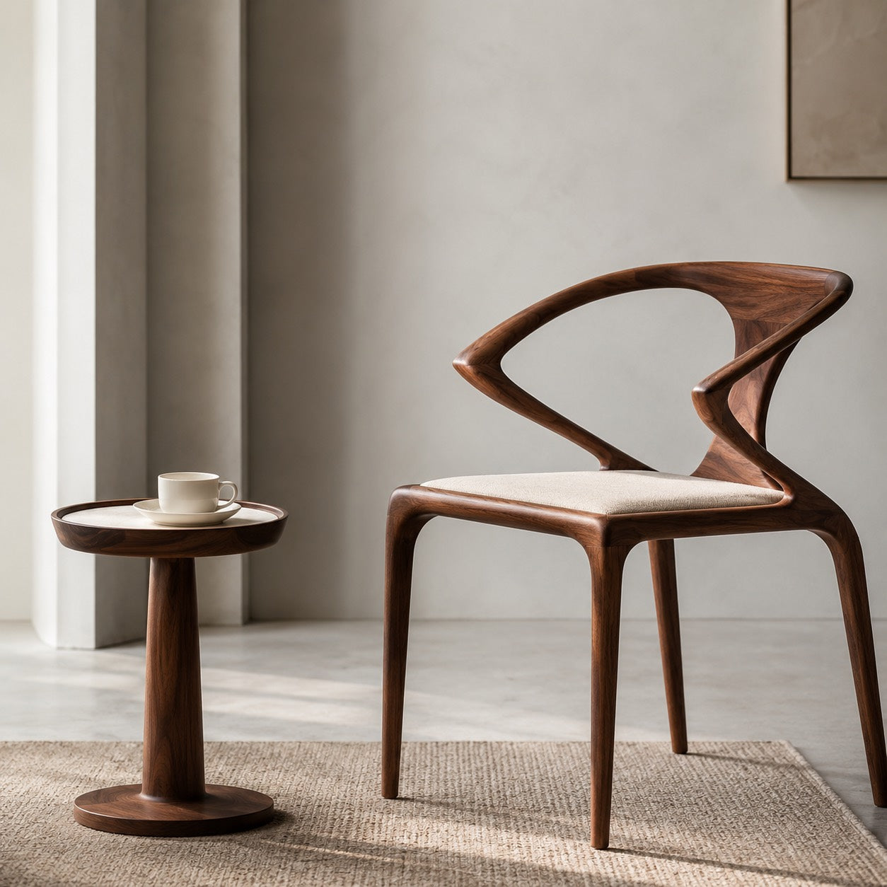 Sculpted Backrest & Slim Cushioned Dining Chair
