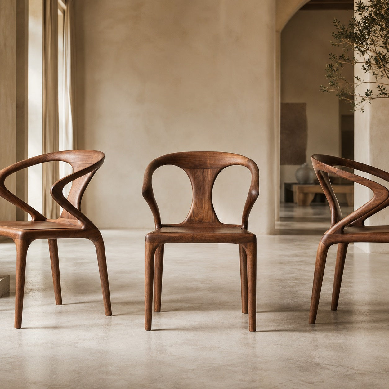 Sculpted Backrest & Slim Cushioned Dining Chair