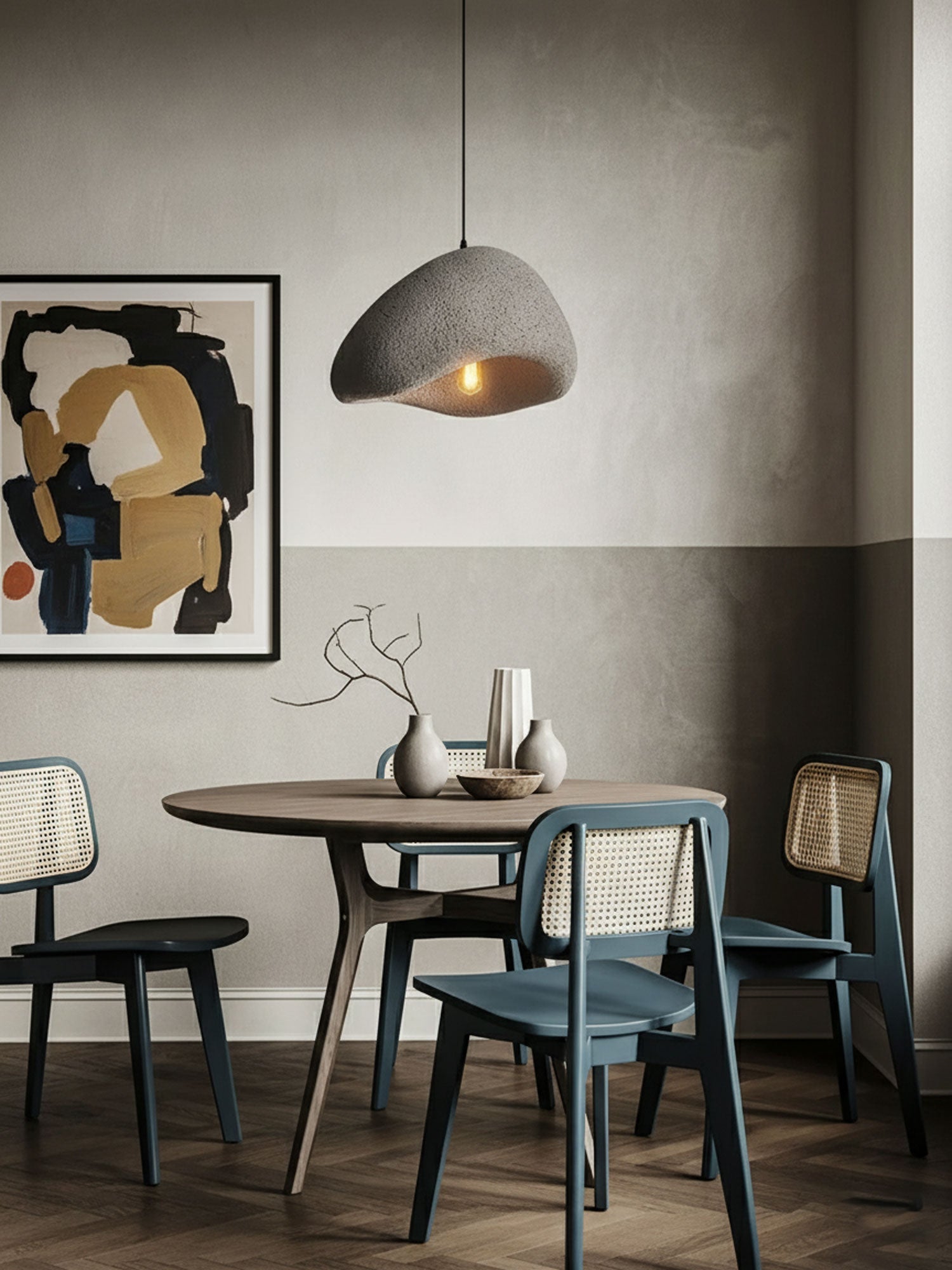 Sculptural Downward-Focused Damp-Rated Pendant Light (Hardwired)