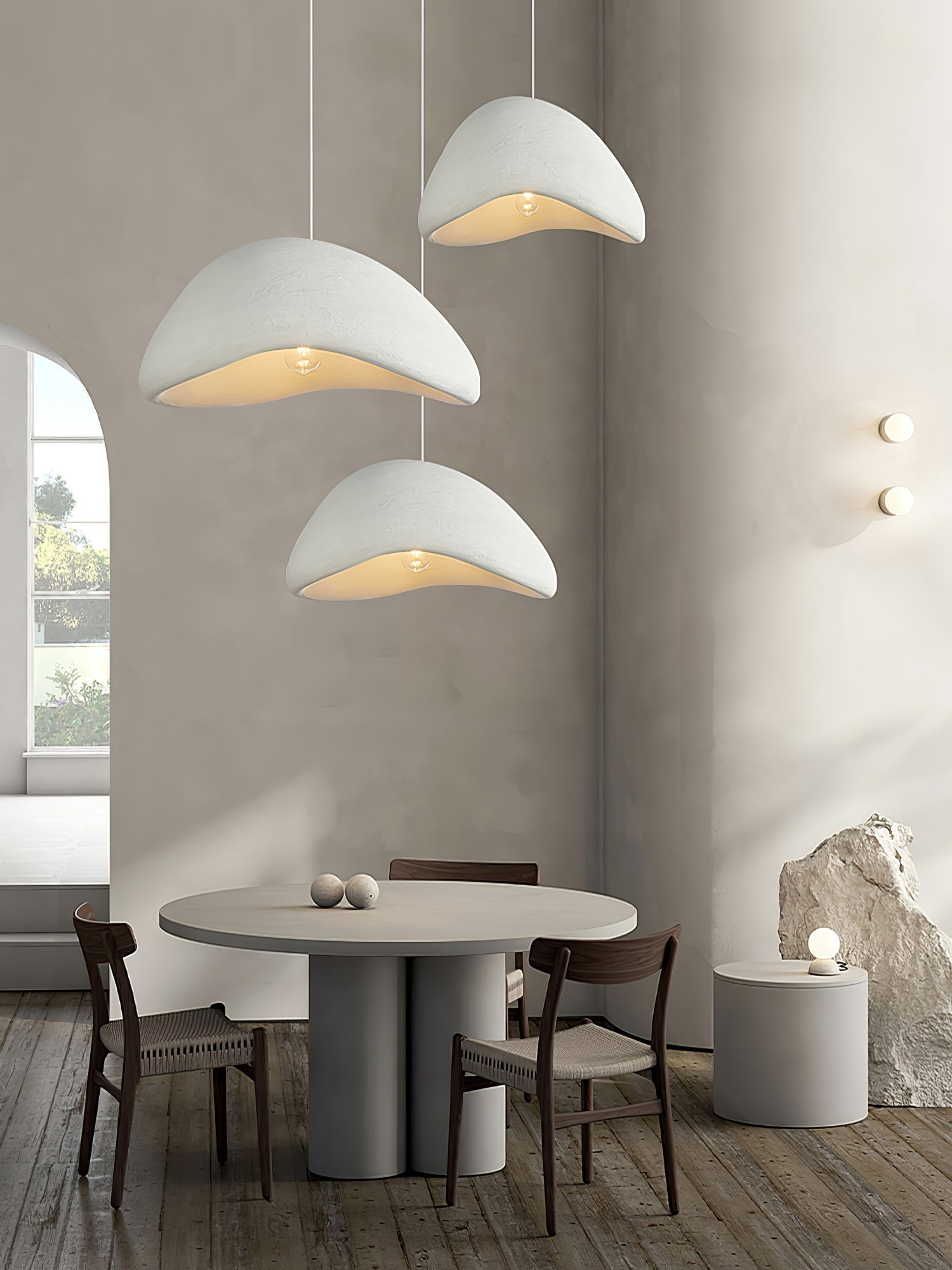 Sculptural Downward-Focused Damp-Rated Pendant Light (Hardwired)