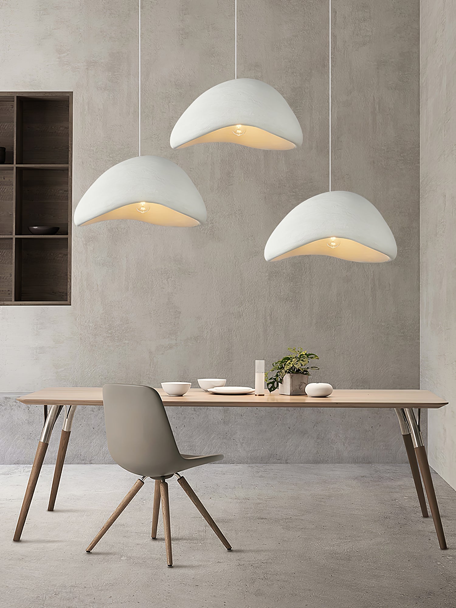 Sculptural Downward-Focused Damp-Rated Pendant Light (Hardwired)