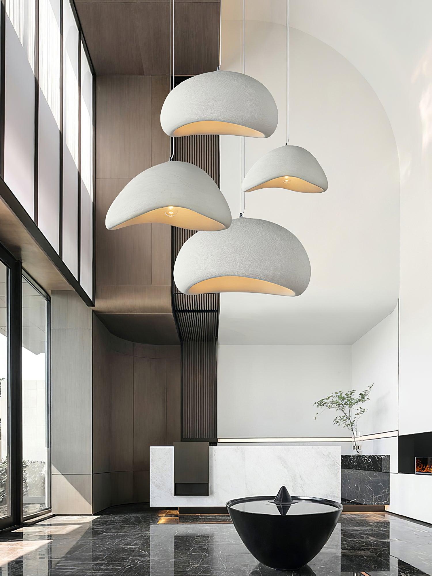 Sculptural Downward-Focused Damp-Rated Pendant Light (Hardwired)