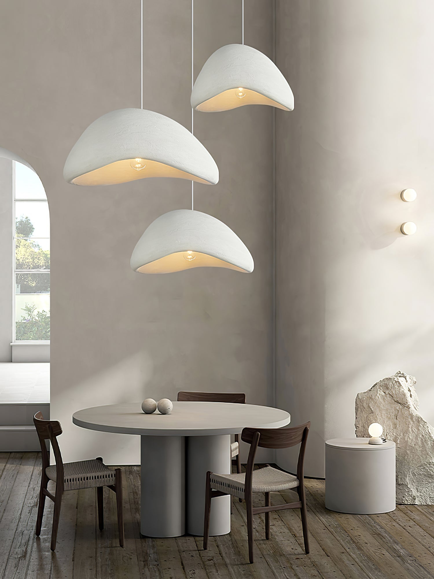 Sculptural Downward-Focused Damp-Rated Pendant Light (Hardwired)