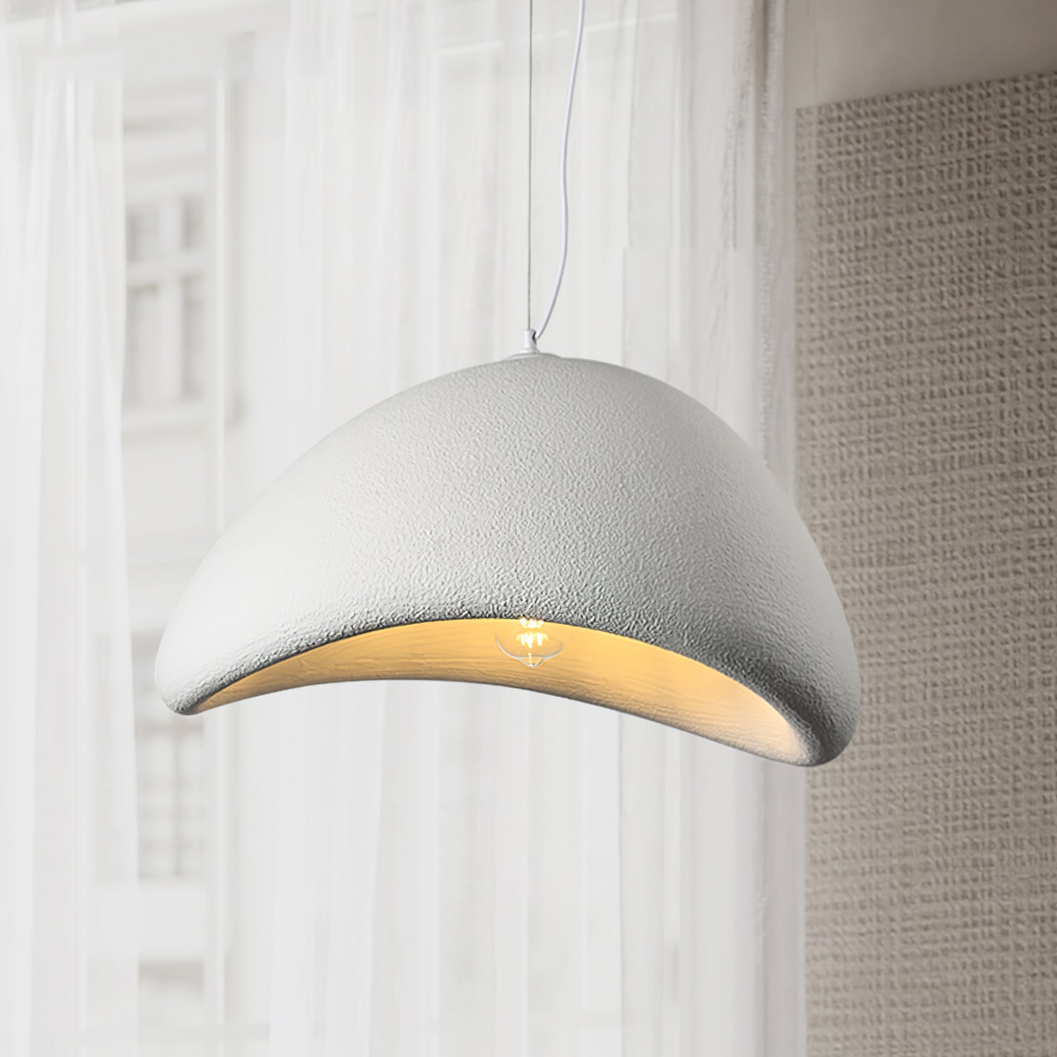 Sculptural Downward-Focused Damp-Rated Pendant Light (Hardwired)
