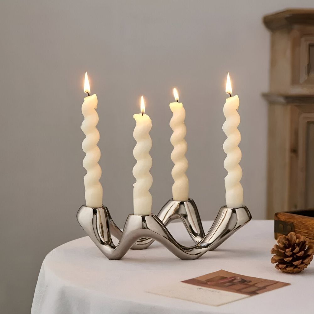 Sculptural Glazed Ceramic Candelabra