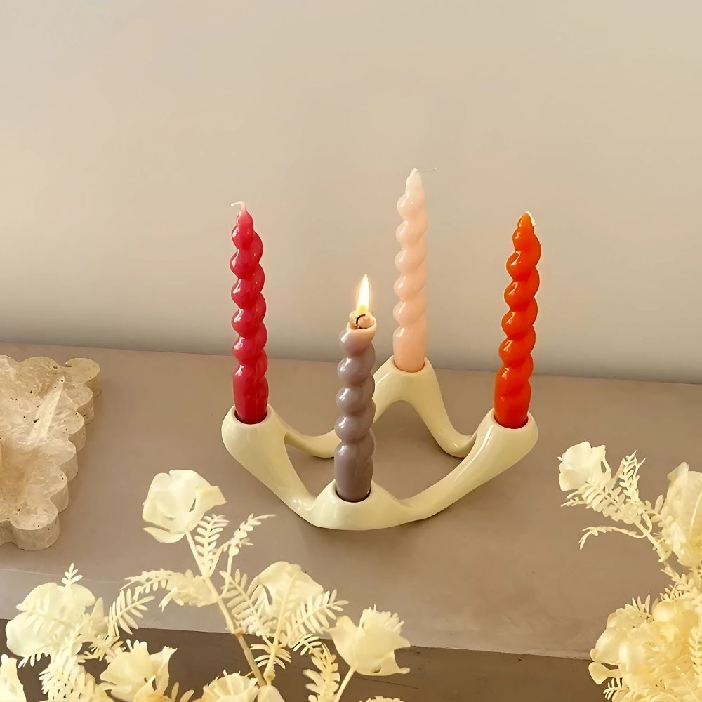 Sculptural Glazed Ceramic Candelabra
