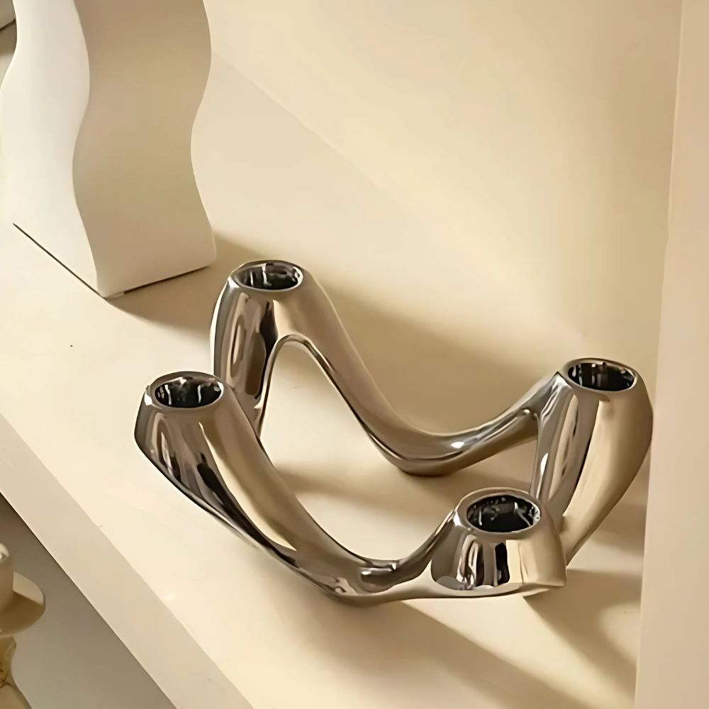 Sculptural Glazed Ceramic Candelabra