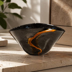 Sculptural Handblown Black Glass Vase