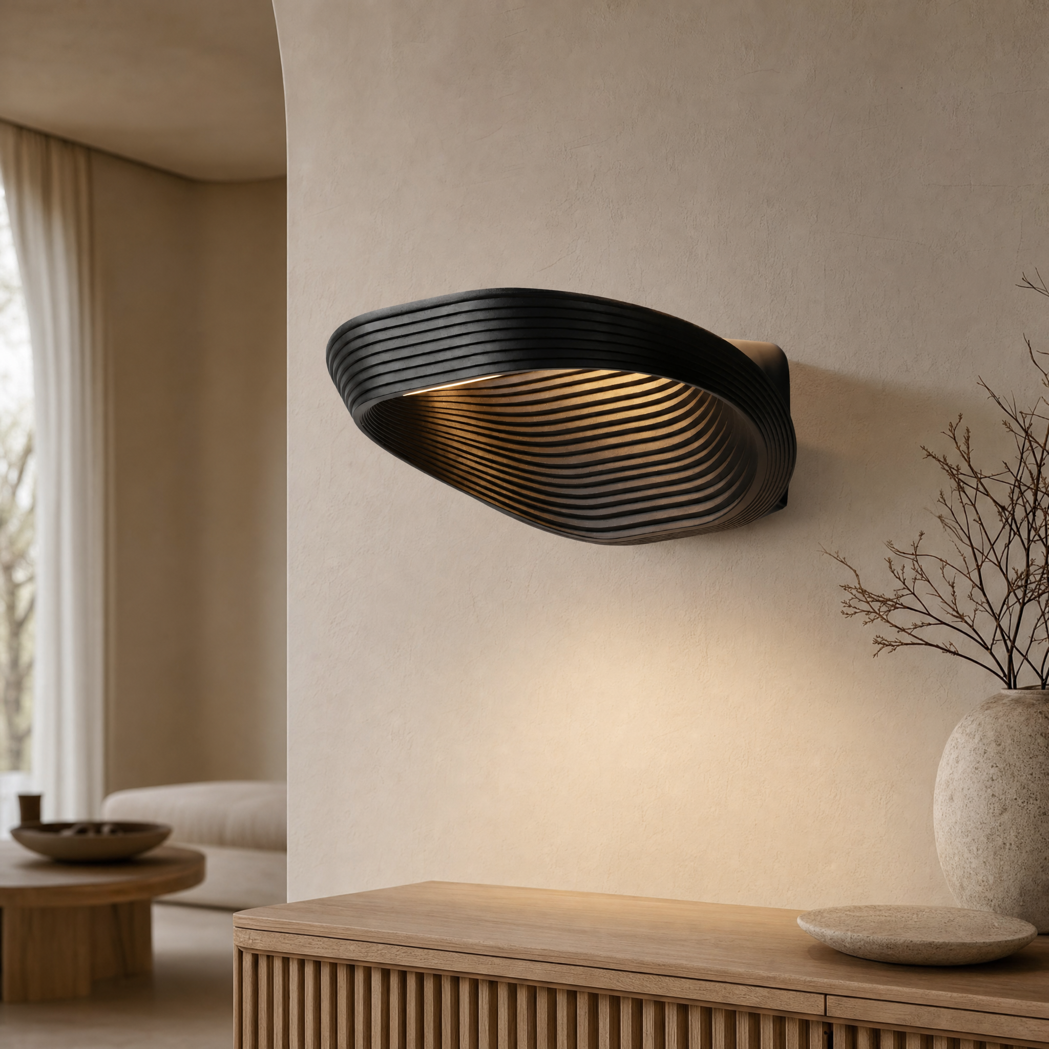 Sculptural Iron Enamel LED Wall Sconce (Rotatable)