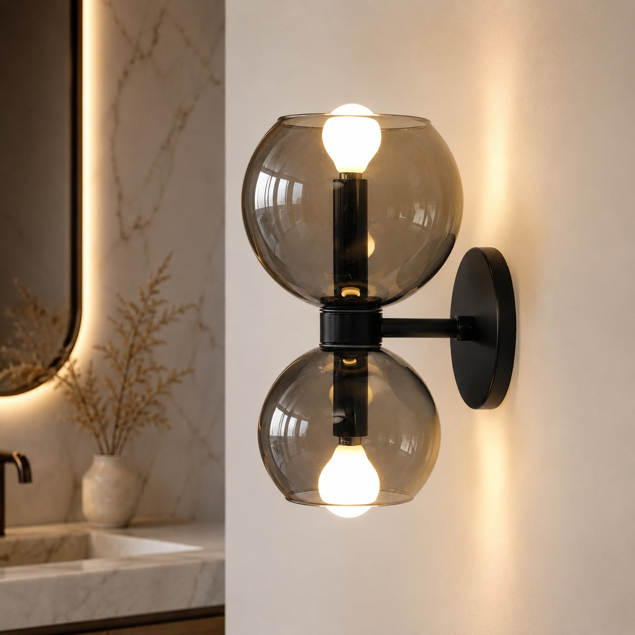 Sculptural Mold-Blown Glass & Metal Wall Sconce