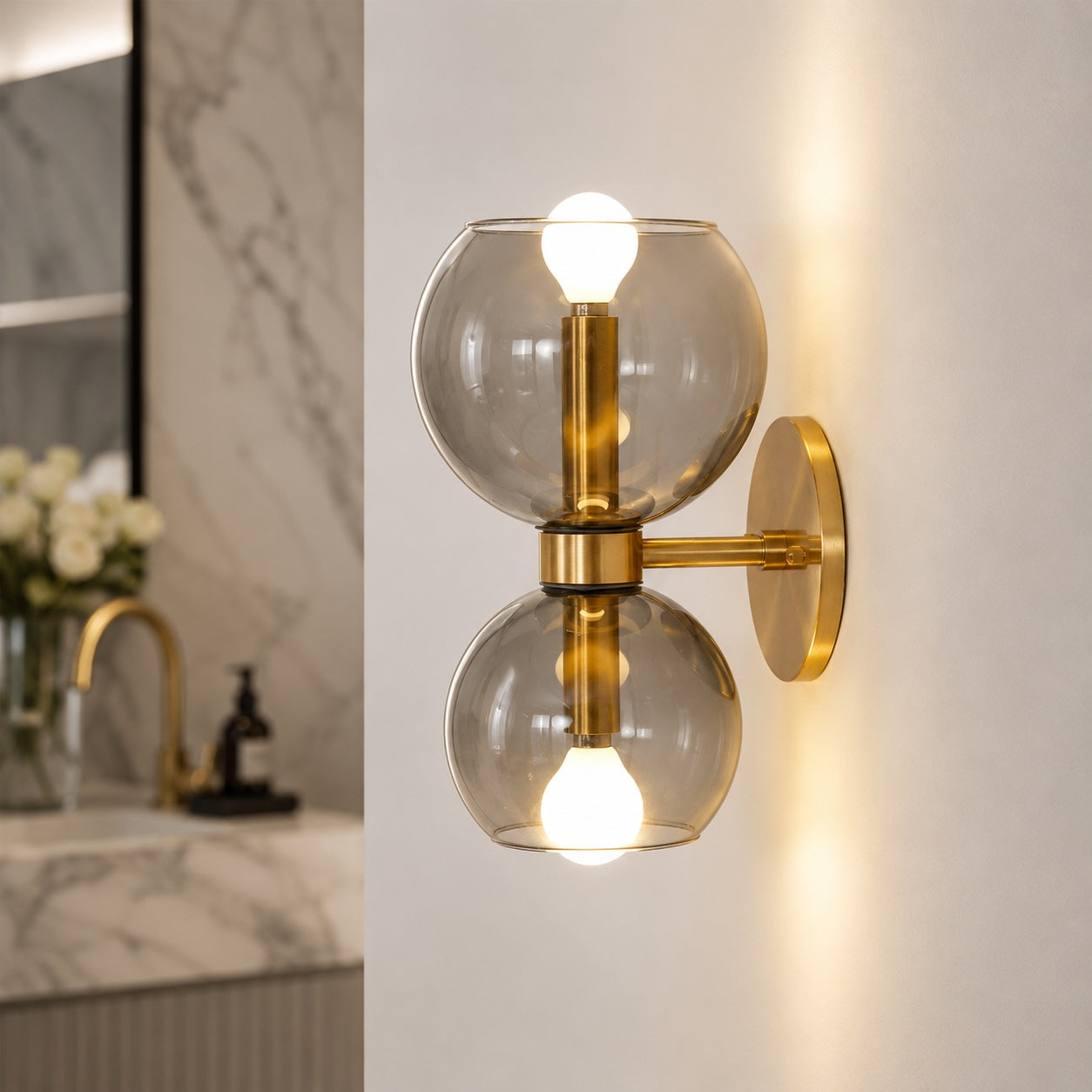 Sculptural Mold-Blown Glass & Metal Wall Sconce