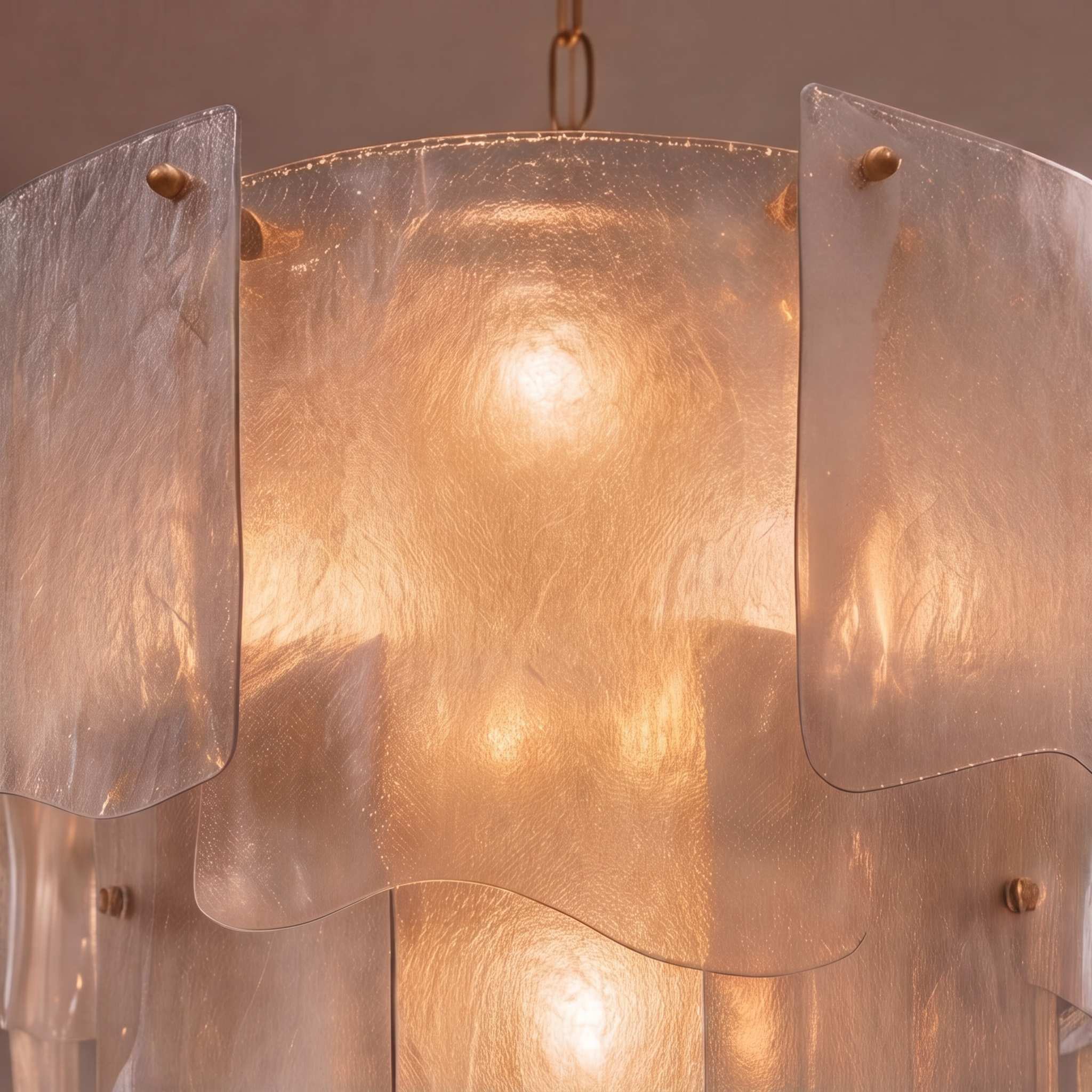 Sculptural Tiered Textured Glass Chandelier (Adjustable Height)