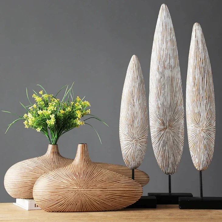 Sculptural Vase Hand-Formed Relief & Matte Stone Finish