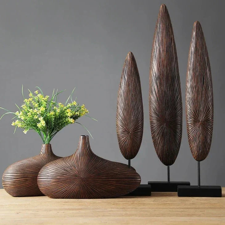 Sculptural Vase Hand-Formed Relief & Matte Stone Finish