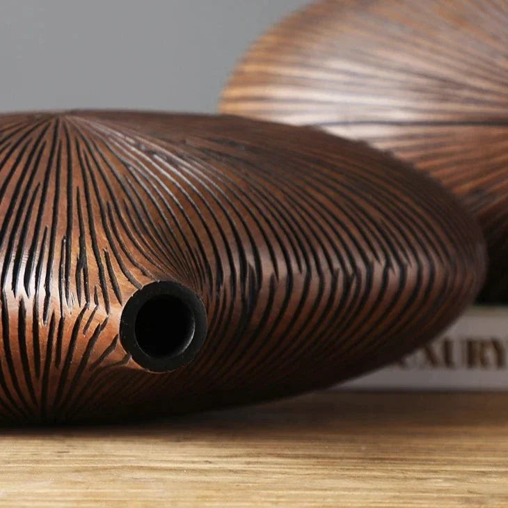 Sculptural Vase Hand-Formed Relief & Matte Stone Finish