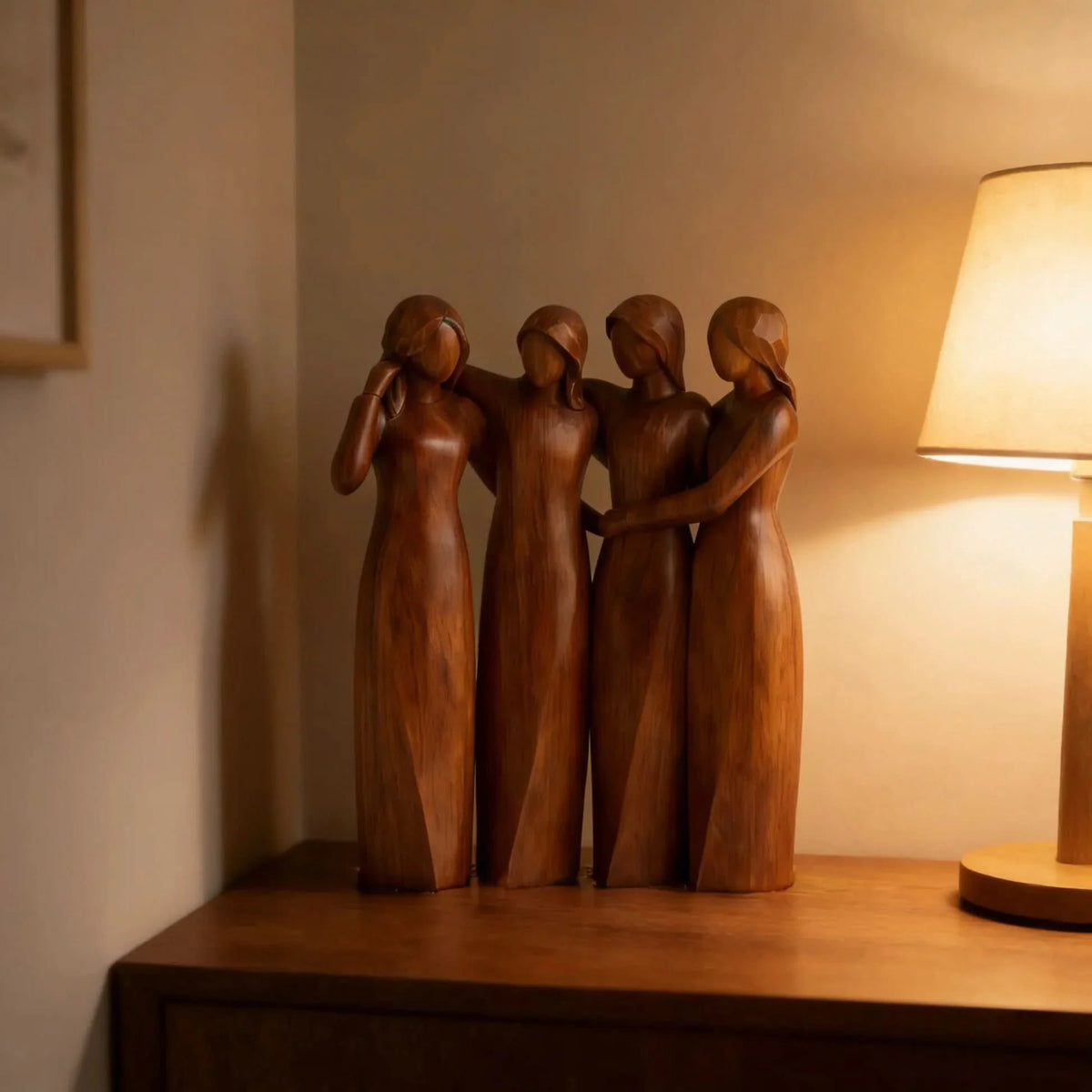 Sculpture Handcrafted Resin Wood Grain Finish