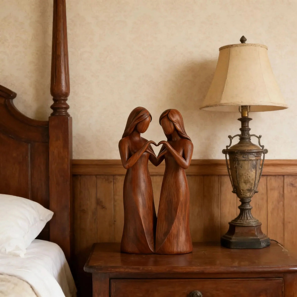 Sculpture Handcrafted Resin Wood Grain Finish