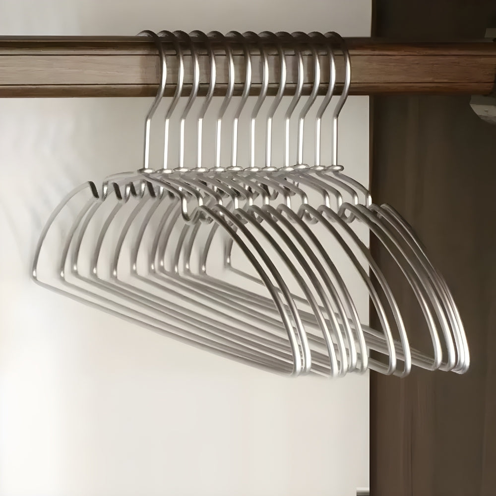 Seamless Polished Aluminum Anti-Slip Clothes Hangers (Set of 10)