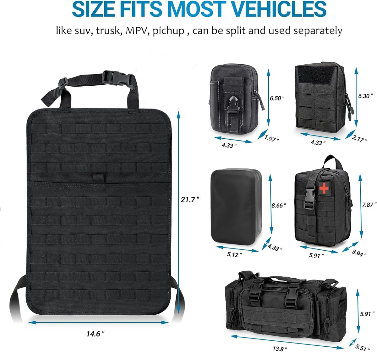 Seat Back Organizer Waterproof Nylon Molle Webbing Universal Fit