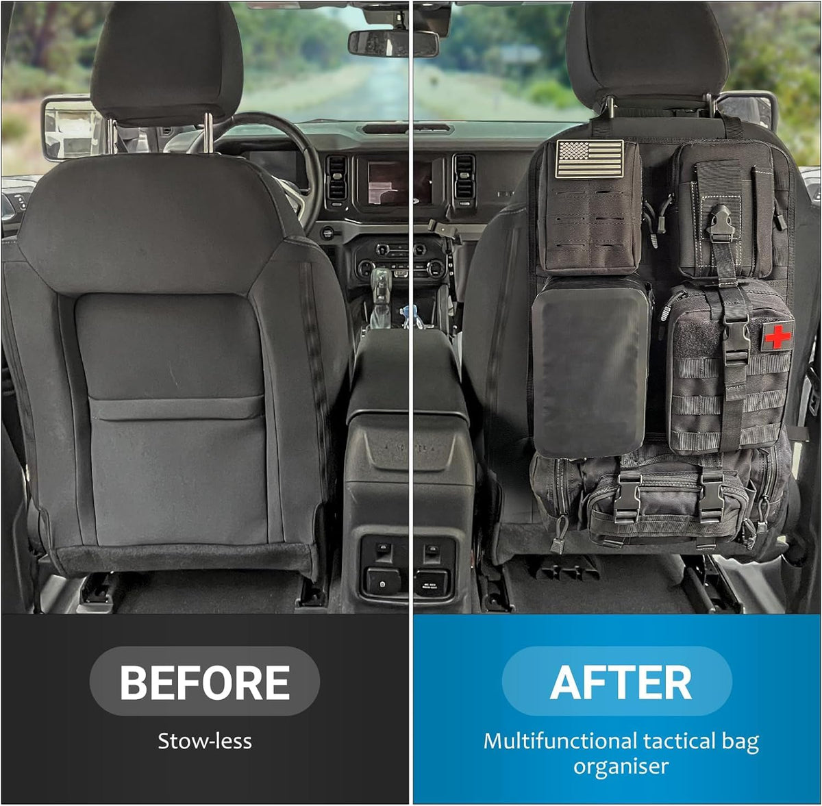 Seat Back Organizer Waterproof Nylon Molle Webbing Universal Fit