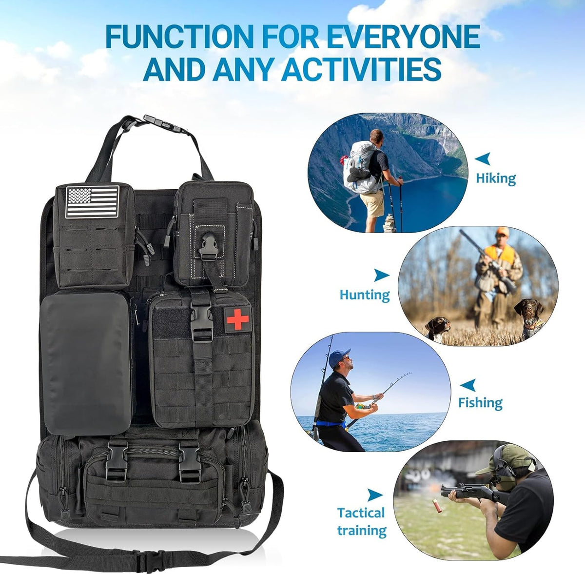 Seat Back Organizer Waterproof Nylon Molle Webbing Universal Fit