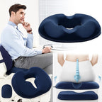 Seat Cushion Contoured Memory Foam Tailbone Relief Removable Cover