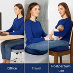 Seat Cushion Contoured Memory Foam Tailbone Relief Removable Cover