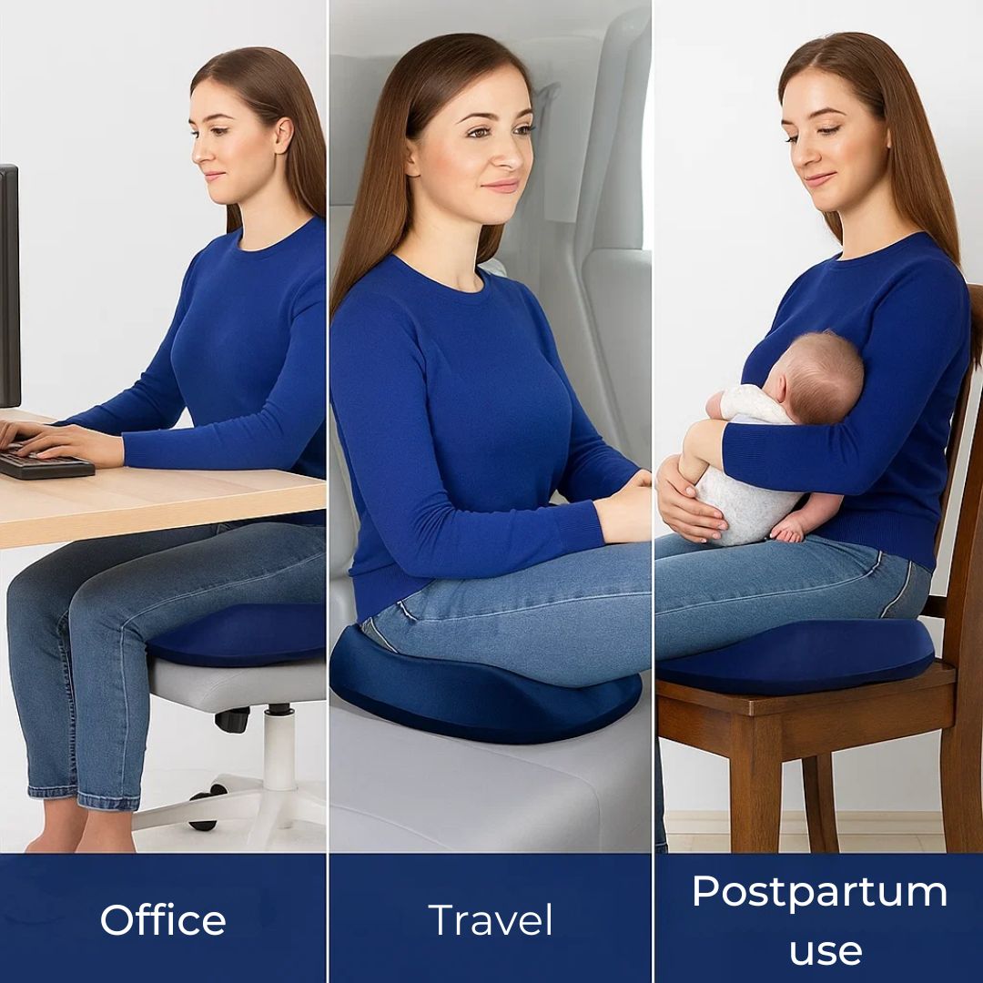 Seat Cushion Contoured Memory Foam Tailbone Relief Removable Cover
