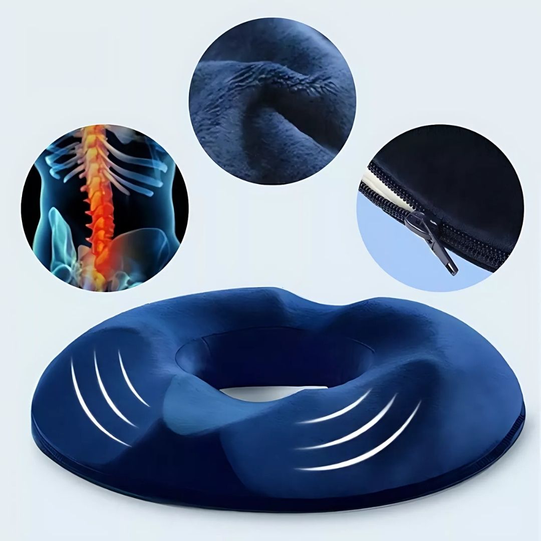 Seat Cushion Contoured Memory Foam Tailbone Relief Removable Cover