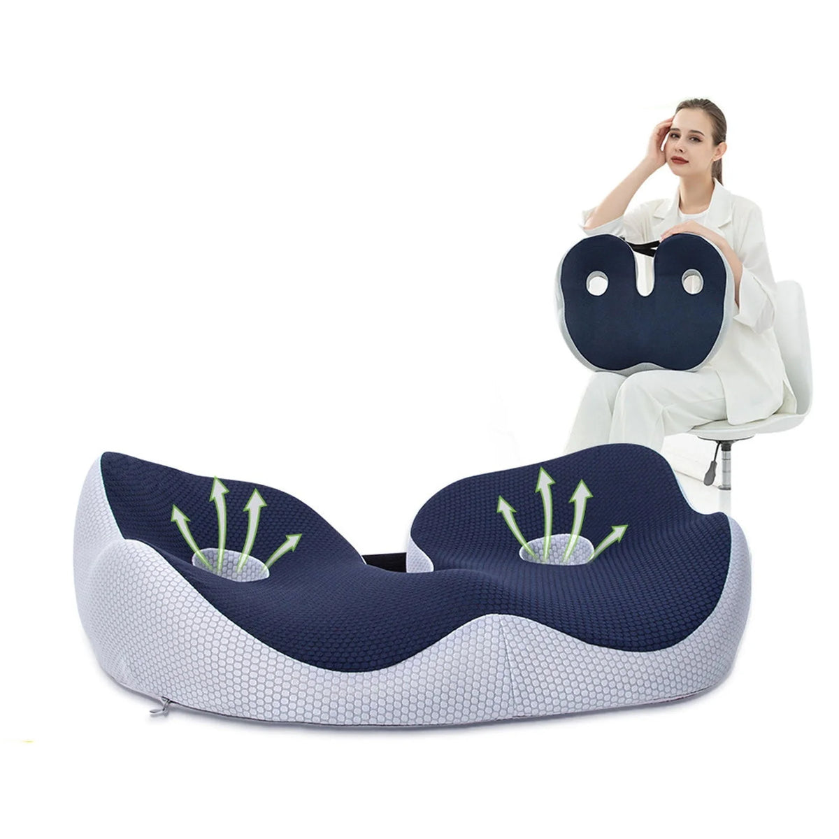 Seat Cushion Memory Foam Cut-Out Washable Cover